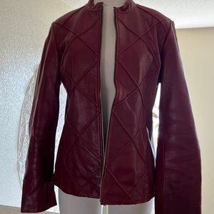 Wine color leather jacket
